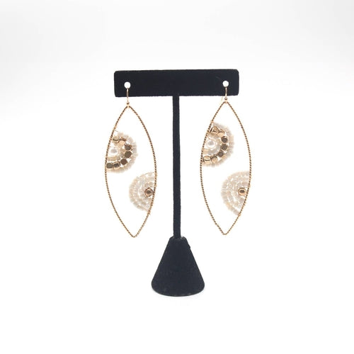 Beaded Bohemian Oval Drop Earrings