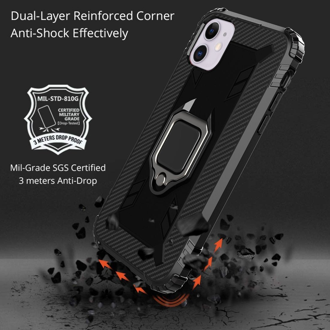 AMZER Sainik Case With 360° Magnetic Ring Holder for iPhone 12 mini