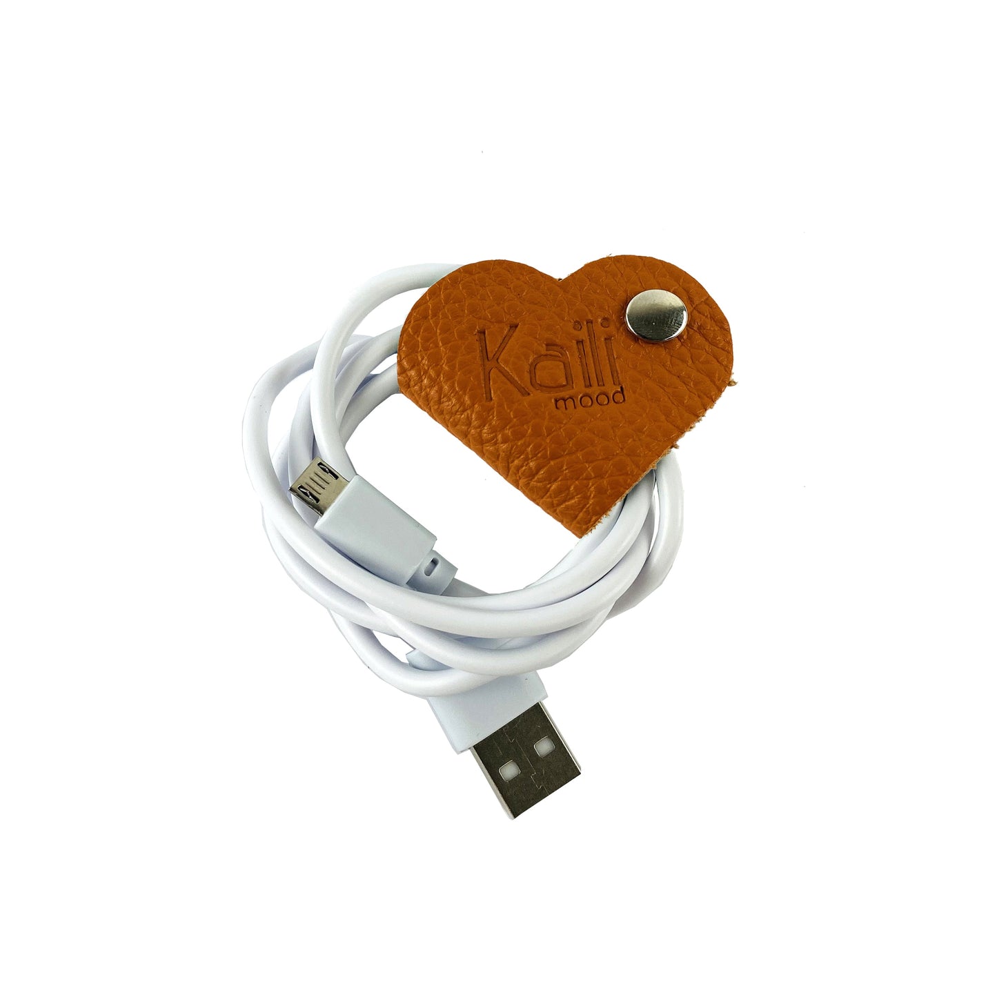 K0039LB | Avvolgicavo Cuore Made in Italy in Vera Pelle pieno fiore,