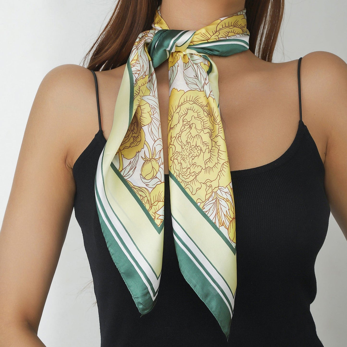 Floral Print Satin Scarf