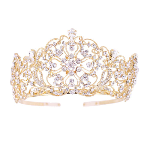 Elegant Crystal Embellished Crown Tiara