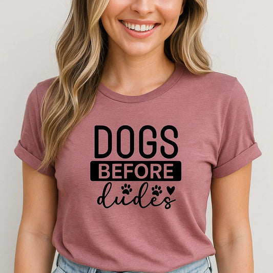 Funny Dogs Before Dudes Cute Graphic T-Shirt