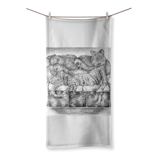 Tiger on a Couch Sublimation All Over Towel