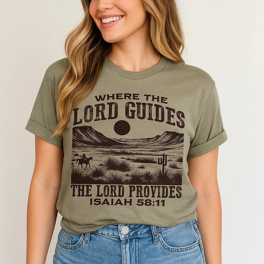 Where the Lord Guides T-Shirt, Inspirational Quote Tee
