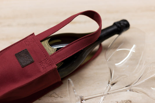 K0016XB | Borsa Porta Bottiglia in Canvas/ Vera Pelle pieno fiore,