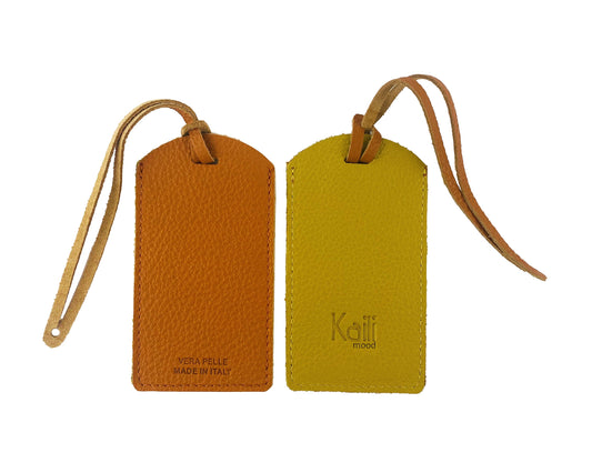 K0041LRB | Targhetta bagaglio Bicolore Made in Italy in Vera Pelle