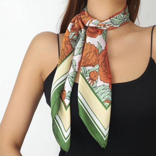 Vintage Floral Border Square Scarf