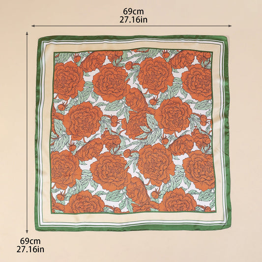 Vintage Floral Border Square Scarf