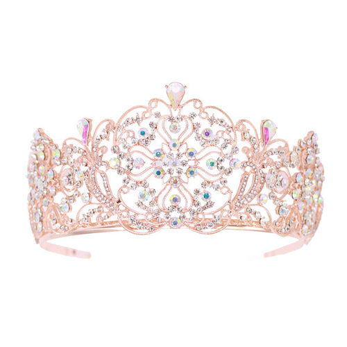 Elegant Crystal Embellished Crown Tiara