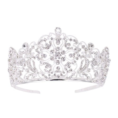 Elegant Crystal Embellished Crown Tiara