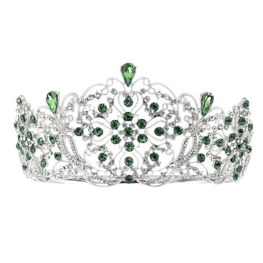 Elegant Crystal Embellished Crown Tiara