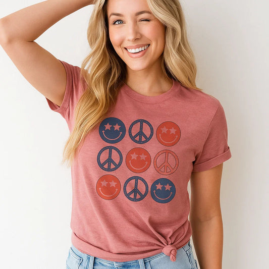 Peace and Smiley Face Design Graphic Tee