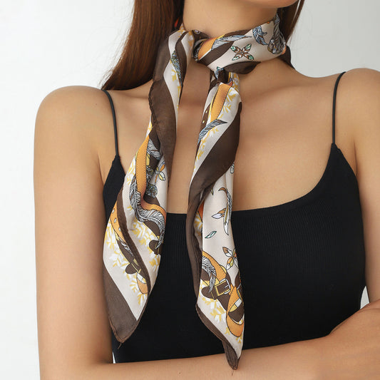 Vintage Belt  Feather Pattern Square Scarf